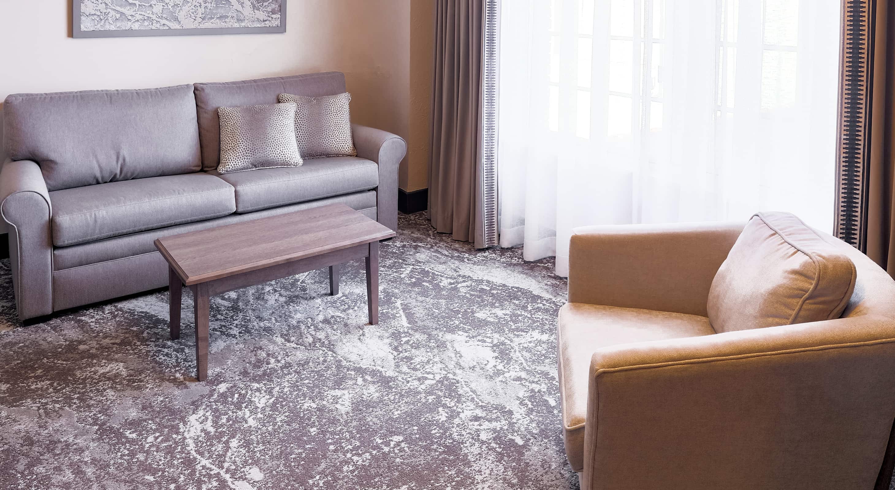 Living room in suite in our St. Charles, IL hotel and event venue