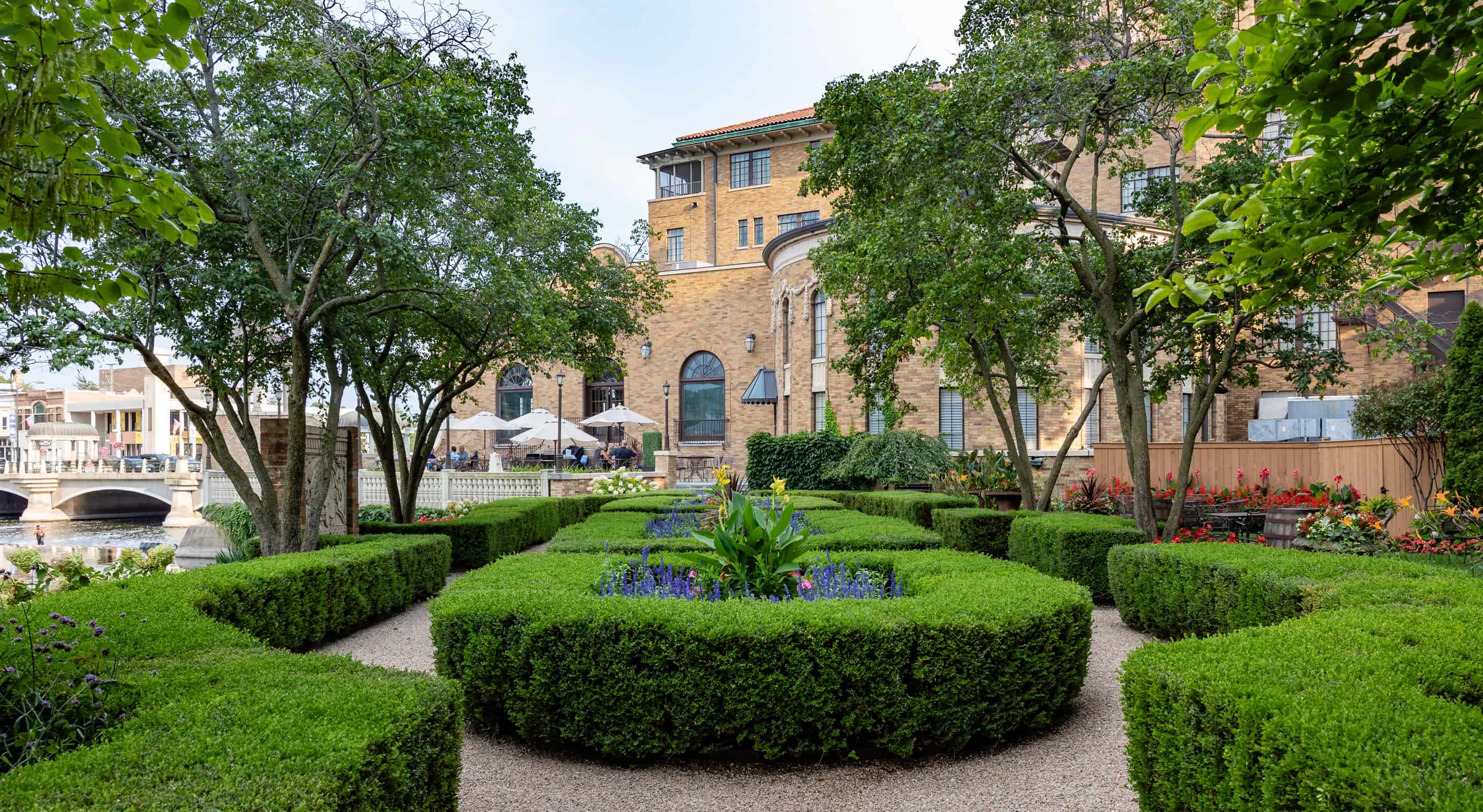 Formal Rose Gardens at Hotel Baker in St. Charles, IL