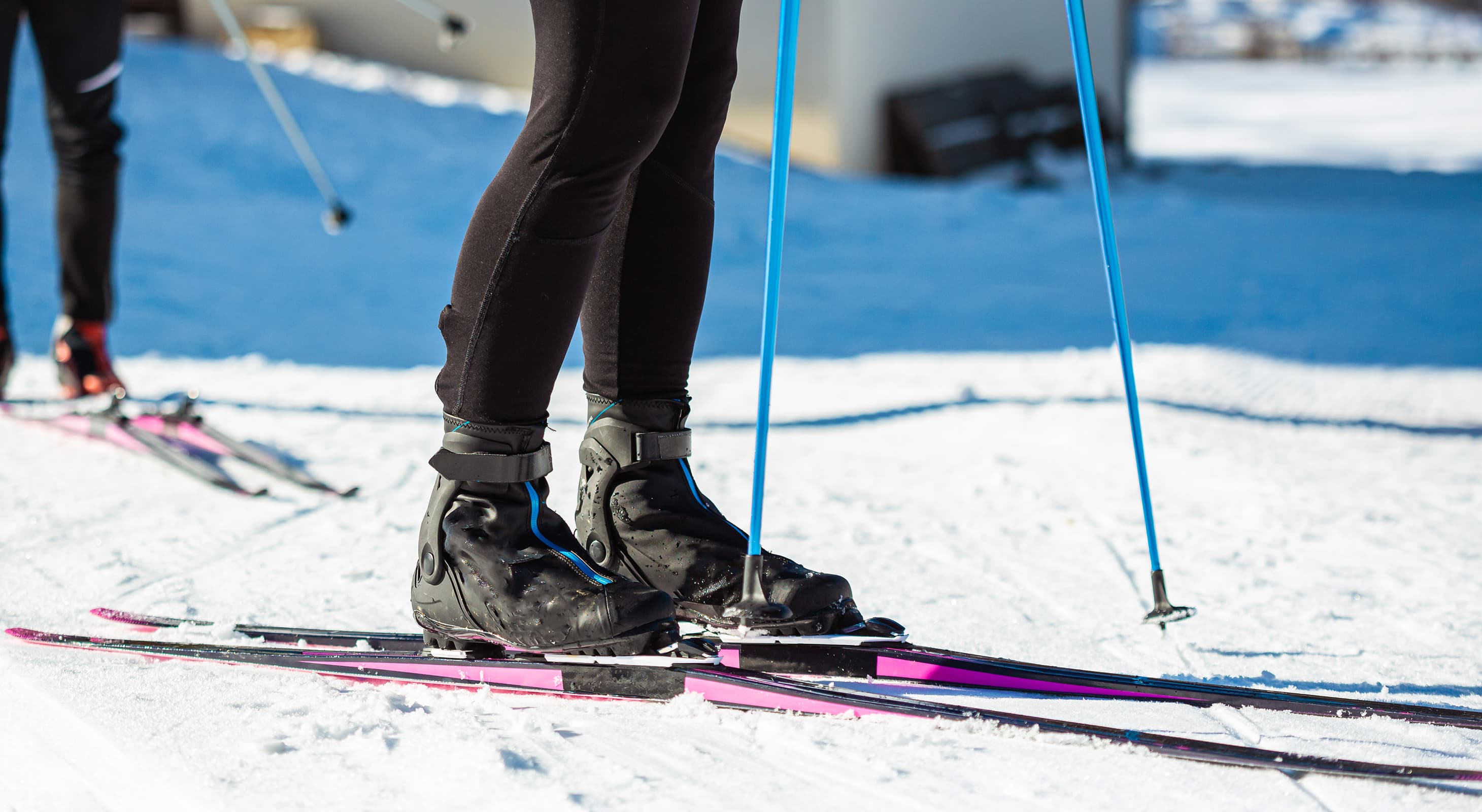 Cross country skier going on a trail