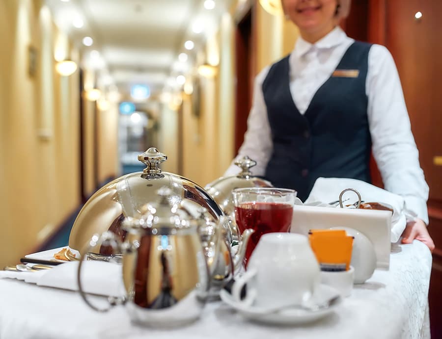 Room service being delivered to a St. Charles, IL lodging room