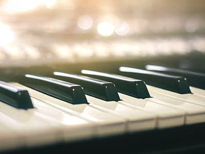 Close up of piano keys