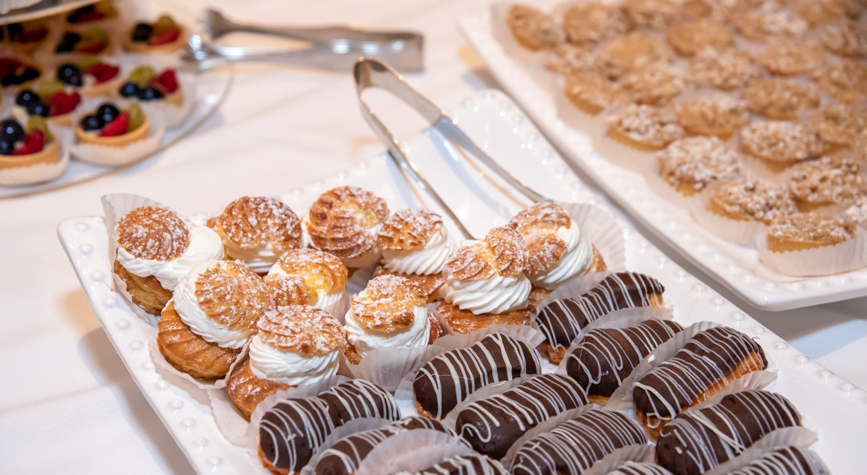 Desserts on a platter in a meeting venue near Chicago, IL